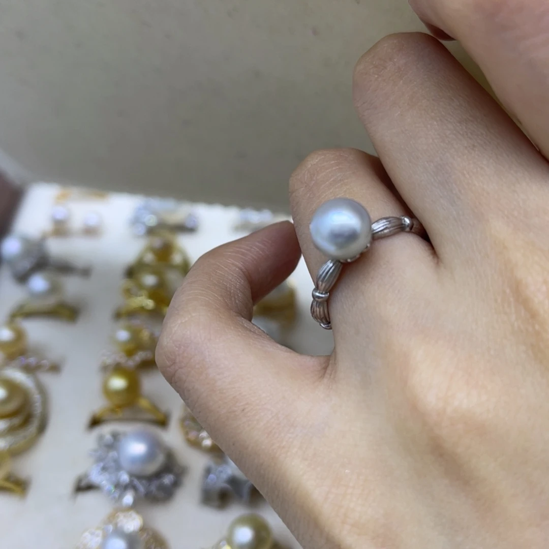 海水珍珠戒指银S925镶嵌