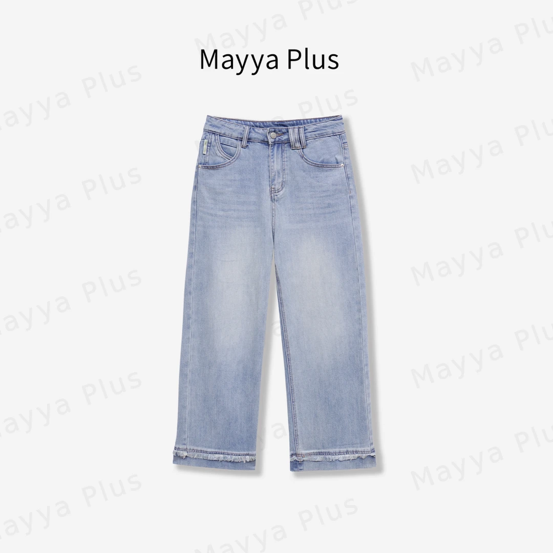 【女团裤】Mayya Plus麦芽定制高腰直筒牛仔裤百搭休闲裤子32526236