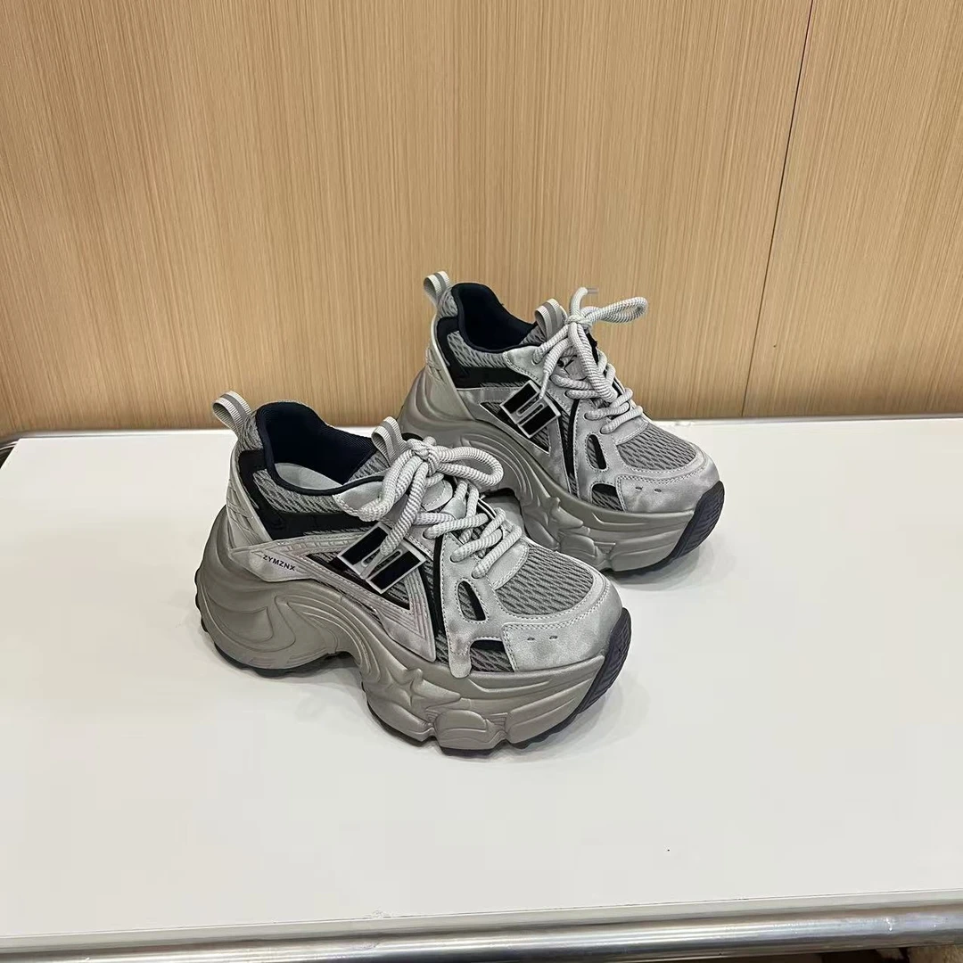 增高10CM 2025秋季休闲老爹鞋厚底内增高透气女鞋9401