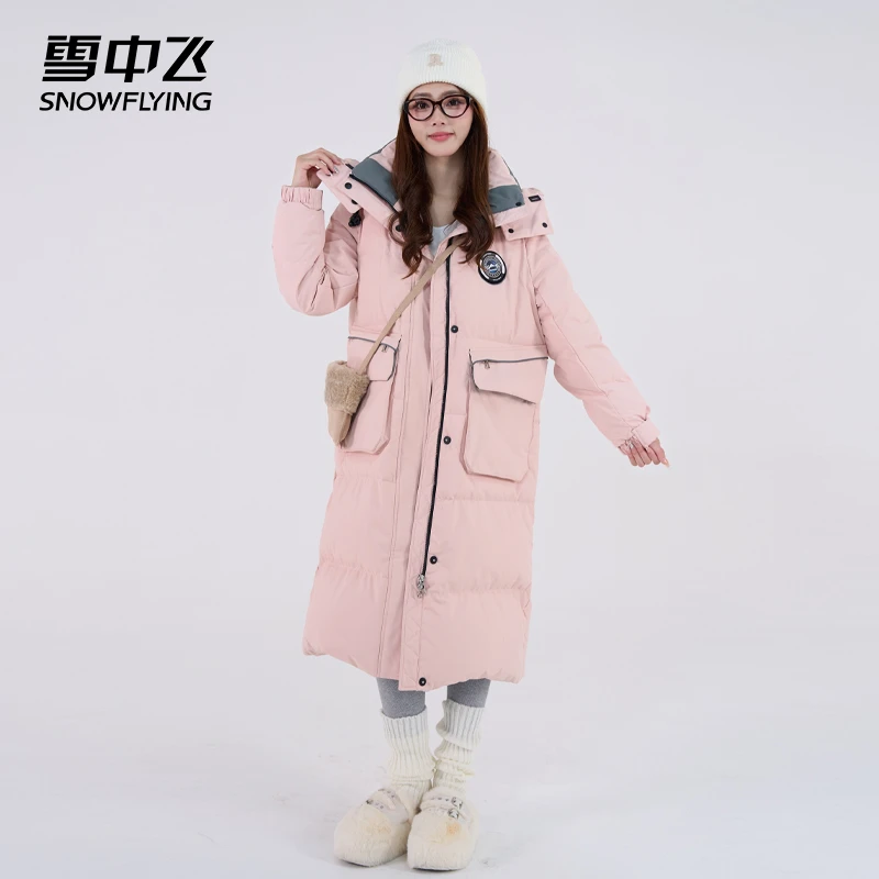 雪中飞长款工装羽绒服女新款户外休闲加厚过膝冬季高端外套30976