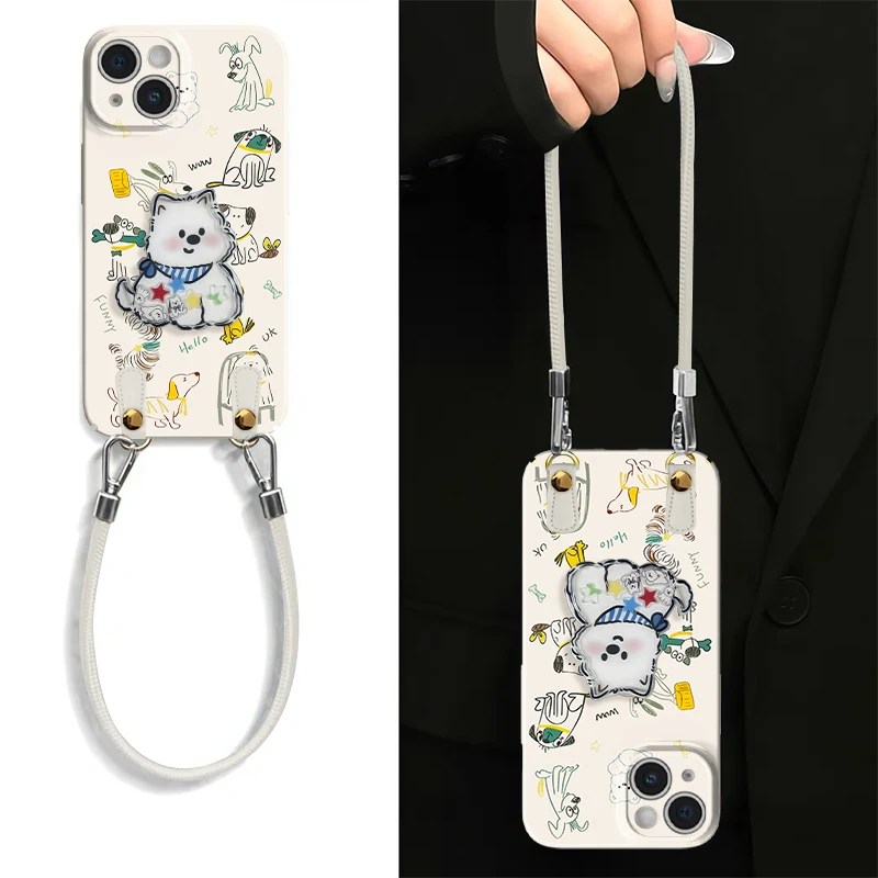 满屏小狗菲林软壳适用苹果华为iphone支架oppo小米vivo挂绳手机壳