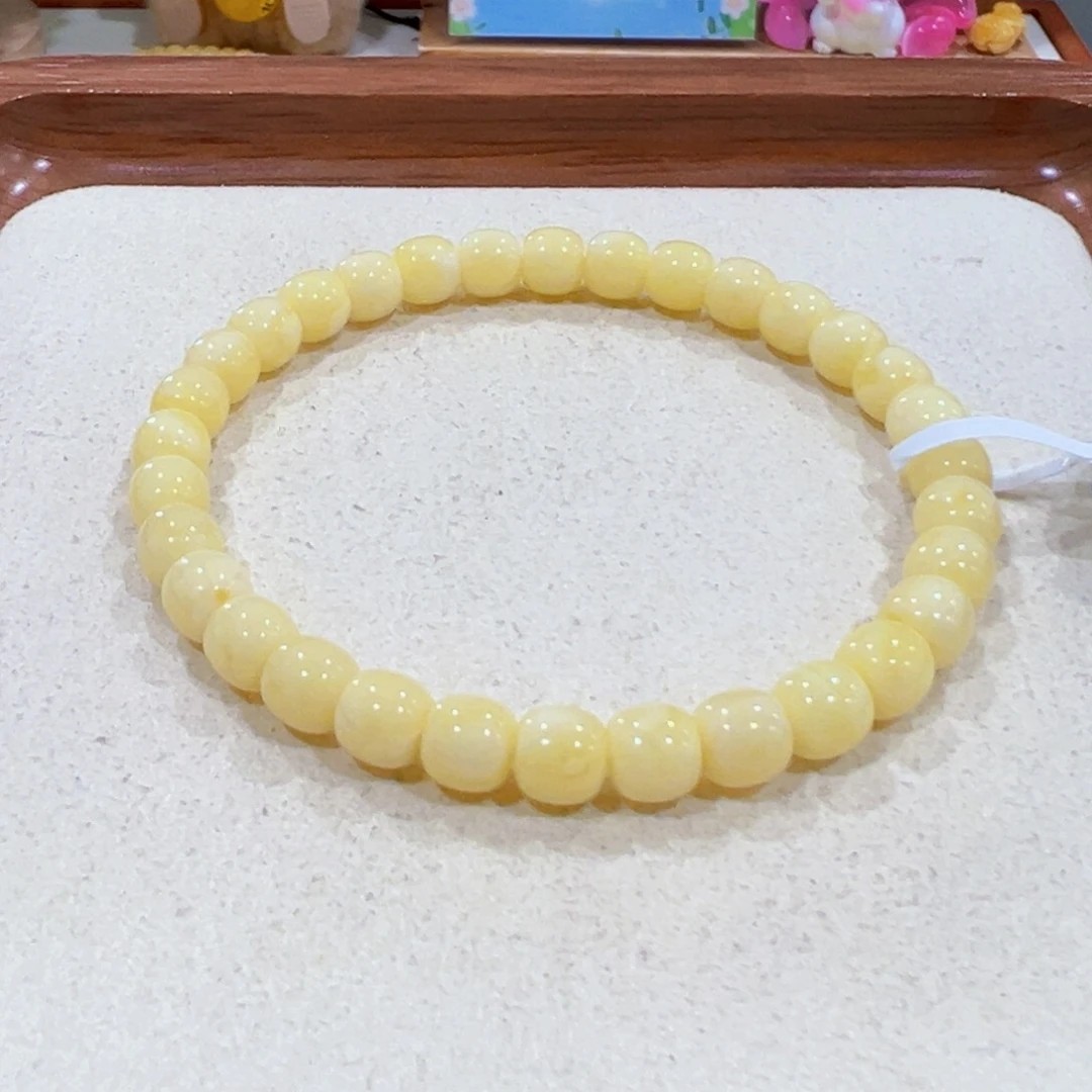 未镶嵌蜜蜡手链6.5m奶糖豆老型手串