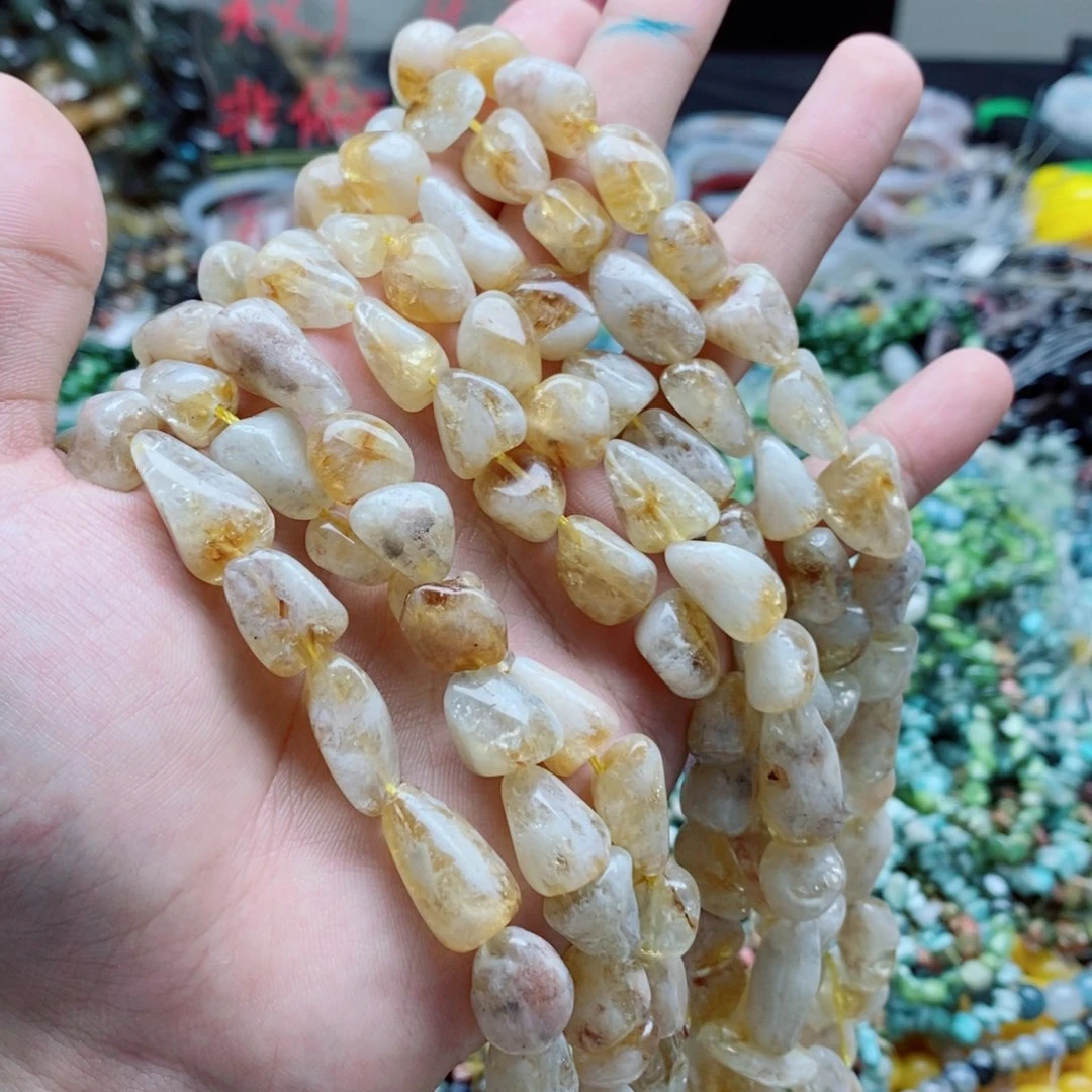 未镶嵌玛瑙/玉髓珠宝半成品一条天然黄塔金不定型B13