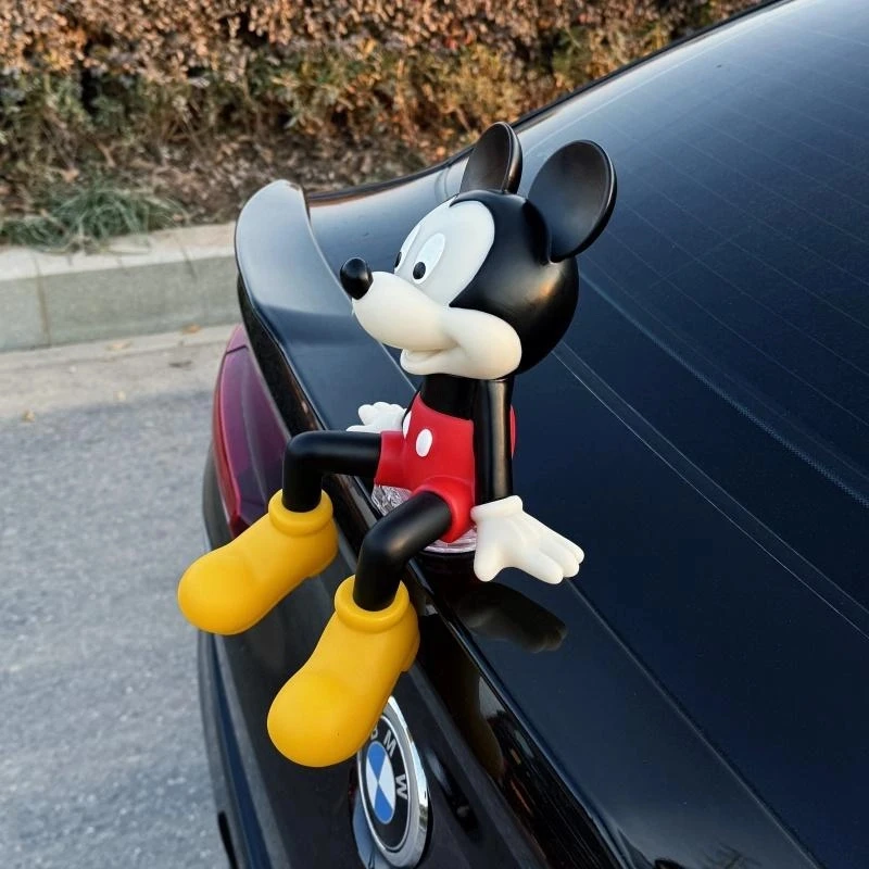 米老鼠玩偶车尾车摆件车载米奇坐姿公仔汽车尾部车外装饰