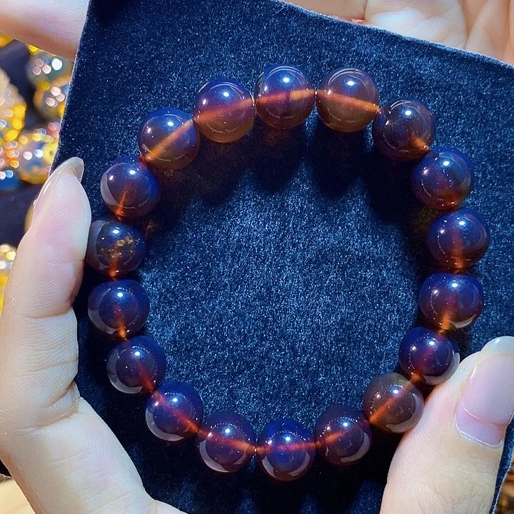 琥珀未镶嵌珠宝奇石紫罗兰手串11