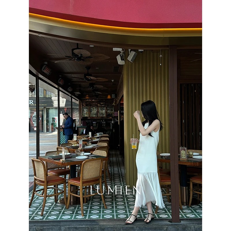 【LUMIEN】静奢风手工拉毛设计宽松无袖吊带连衣裙长裙女LX5ALL039