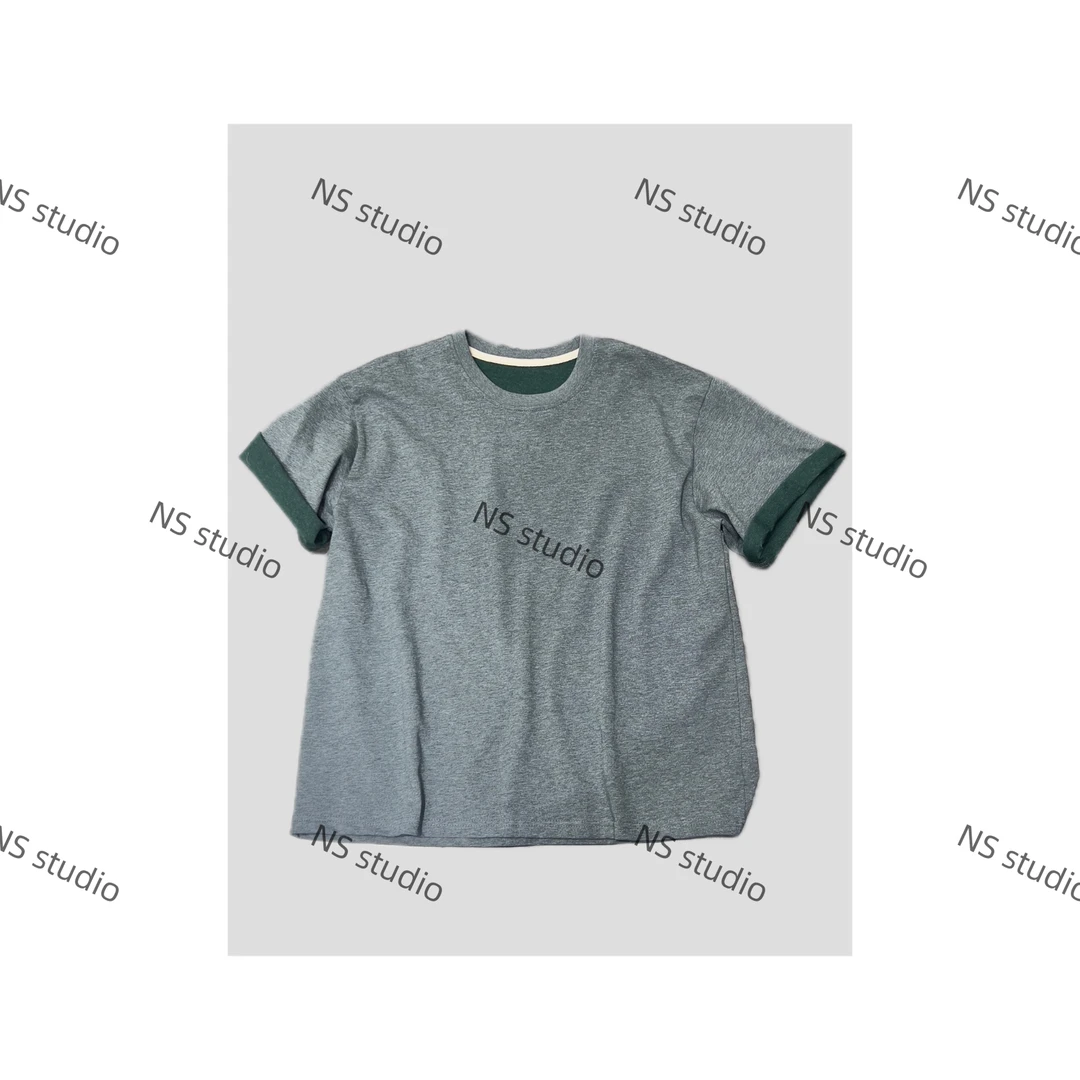 （拍下默认No退换）看准下单！灰色拼绿色T恤