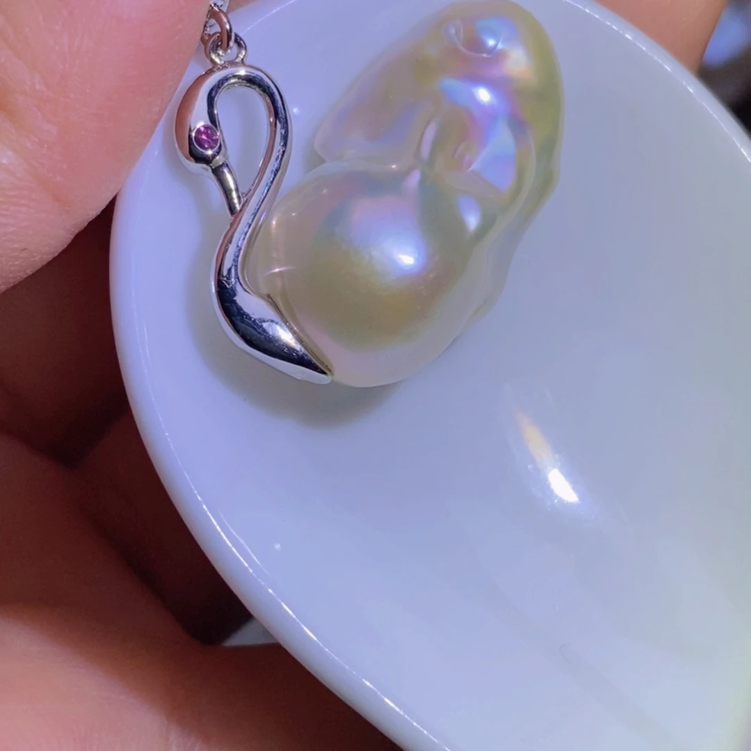 银S925镶嵌淡水珍珠天然淡水珍珠