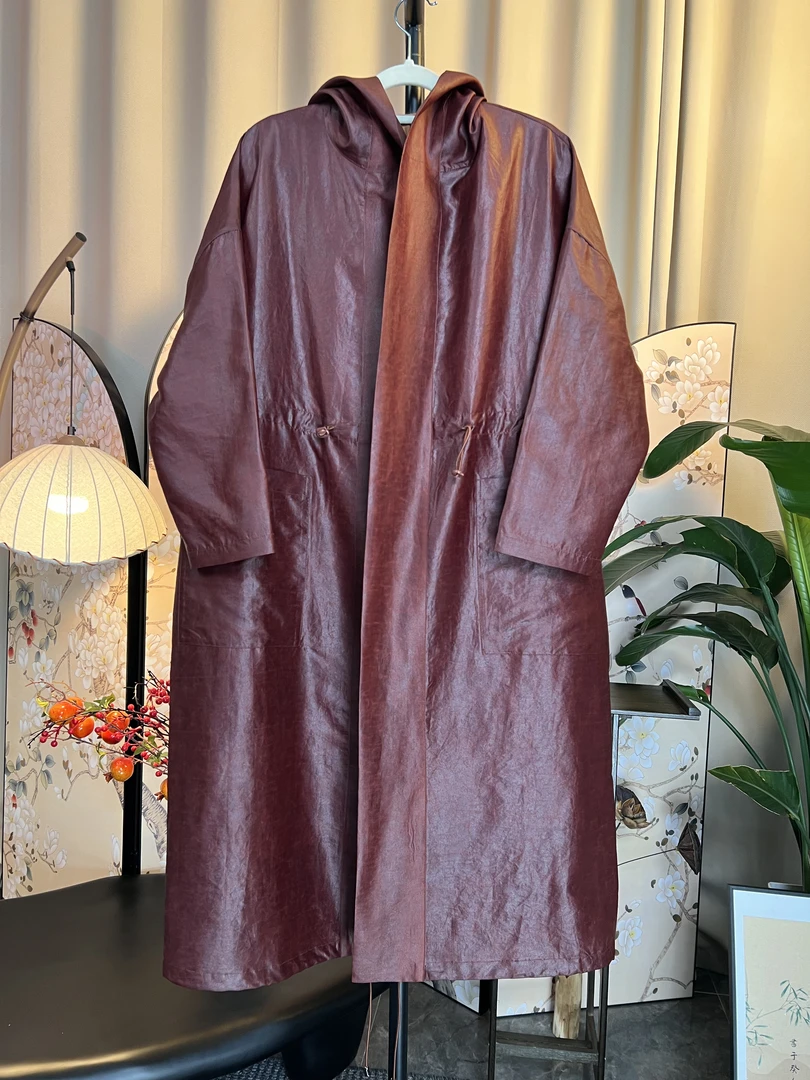 西西推荐-23162玥虹-春季新款红皮子气质风衣外套