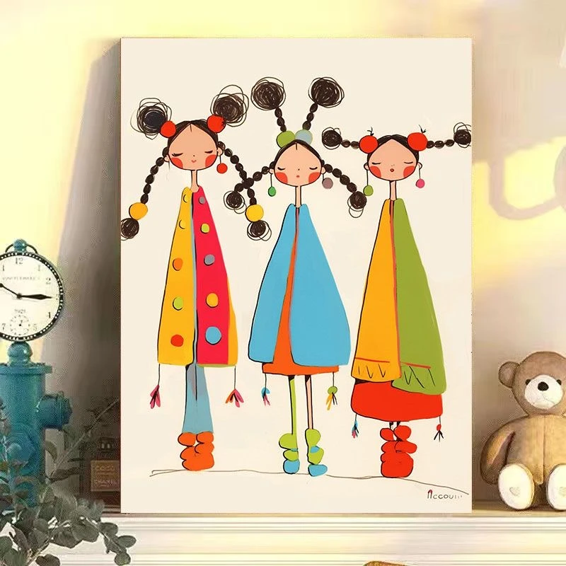 diy数字油画女孩系列手工填充填色油画解压治愈系列装饰挂画