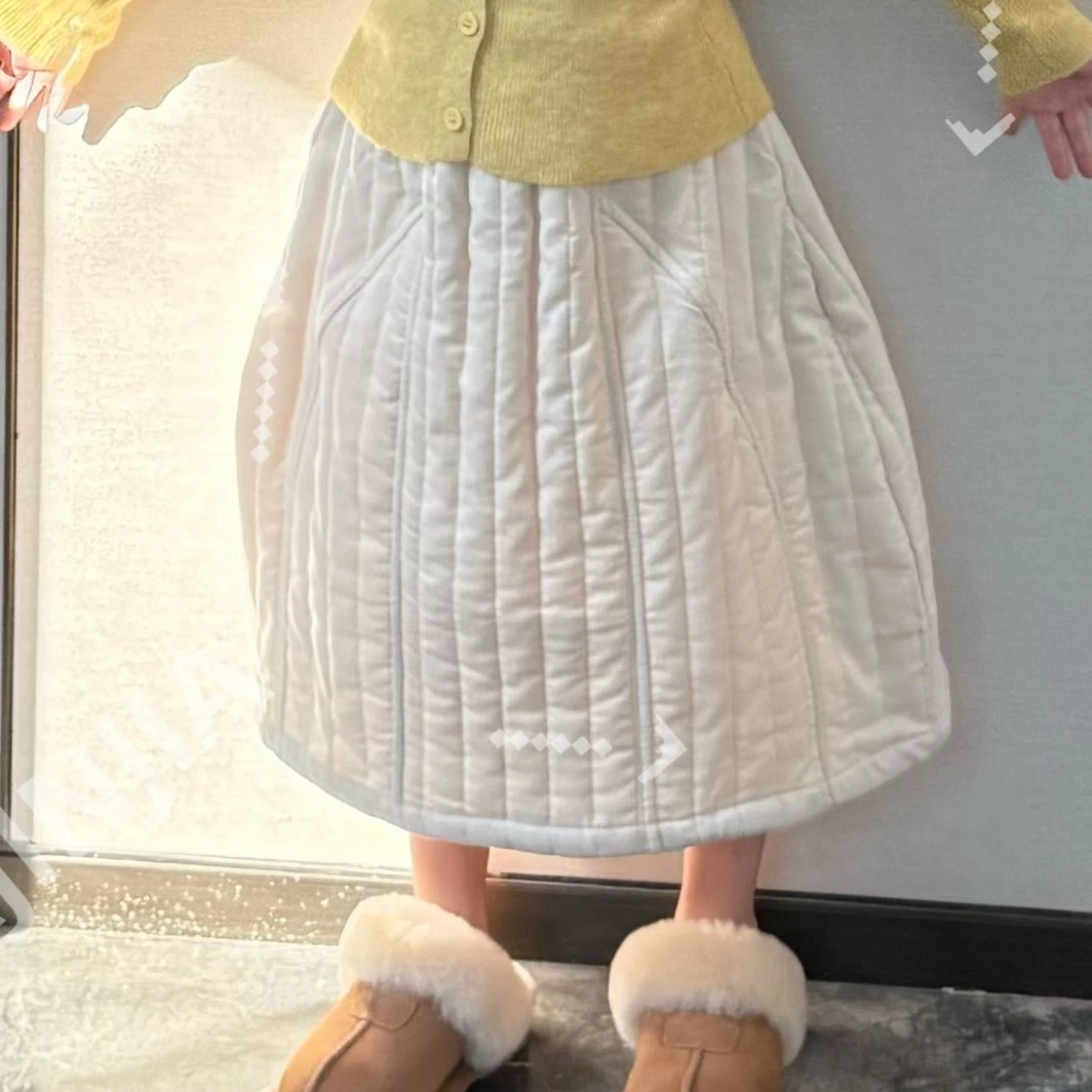 大金定制韩系甜美风夹棉加厚女宝宝洋气高腰半身坑条纹质感冬裙