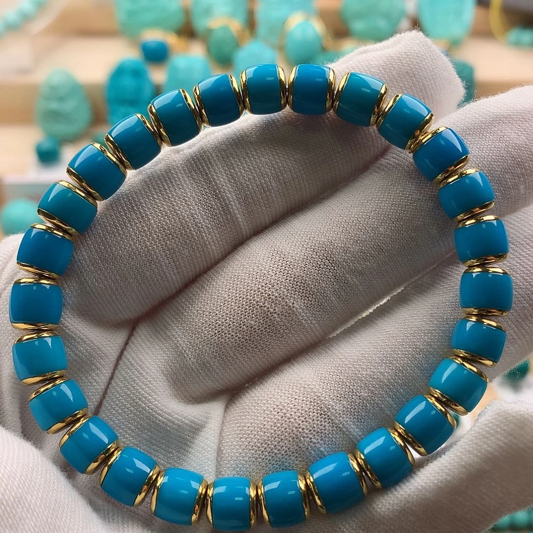 绿松石18K金镶嵌配饰7.5