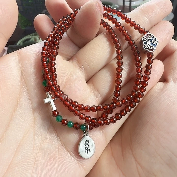 手链银S925镶嵌石榴石