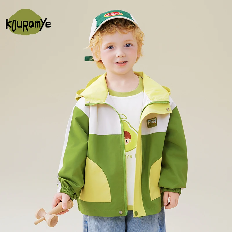 酷娃米2025年春季新款中小男童舒适百搭拼色恐龙外套20735