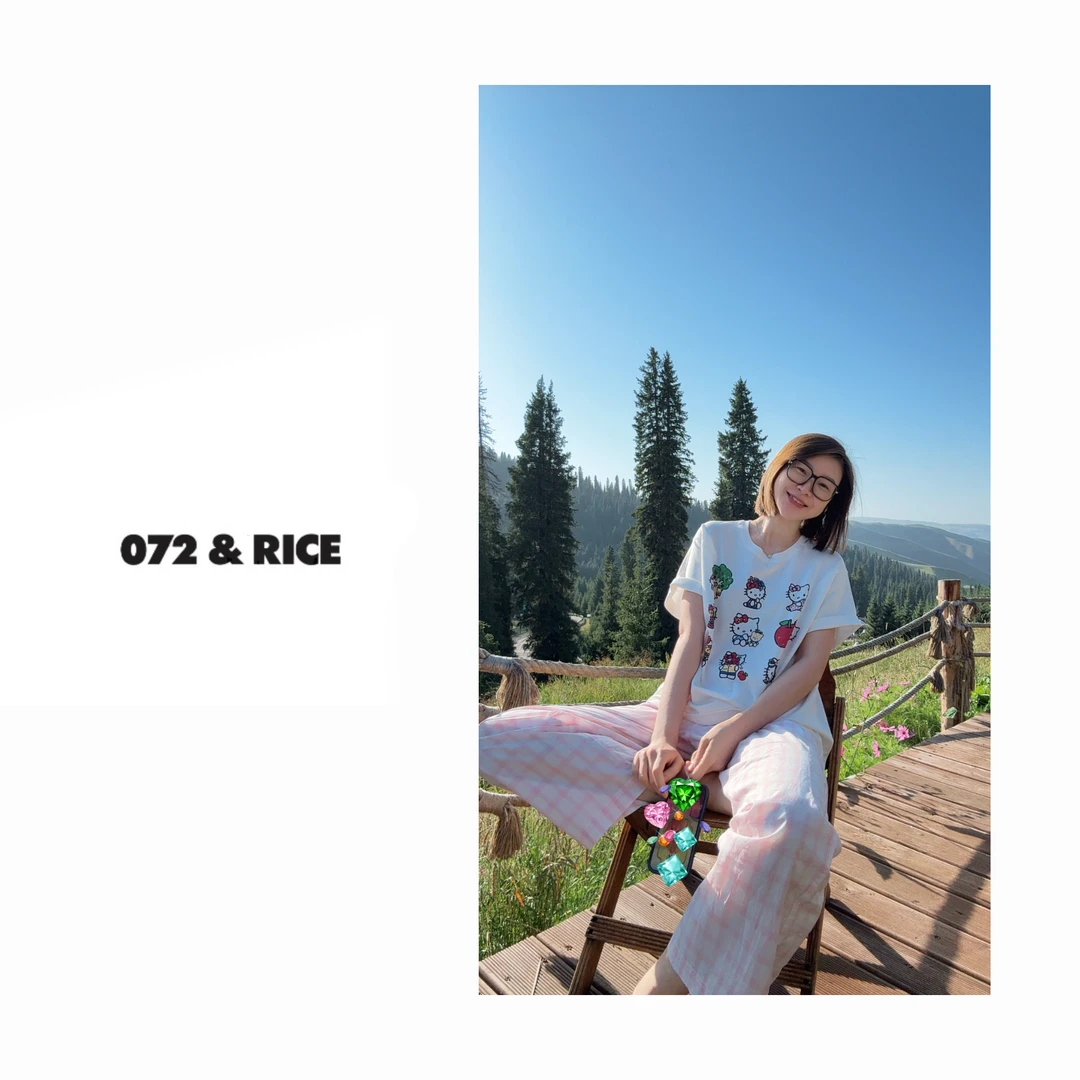 072 & RICE【九格凯蒂】莱赛尔+棉 夏季休闲圆领短袖T恤 Z-32NB424
