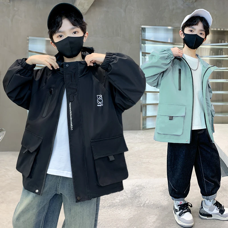 男童外套春秋款2025新款儿童上衣中大童男孩风衣春装洋气帅气夹克