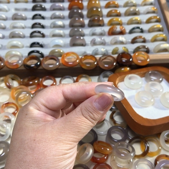 玛瑙/玉髓戒指未镶嵌月*