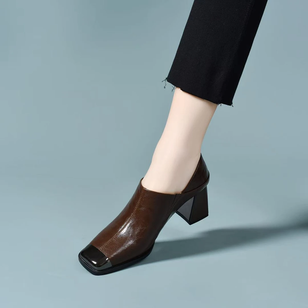 41大码厚底乐福鞋2025春季新款单鞋增高显瘦英伦风方头软皮小皮鞋