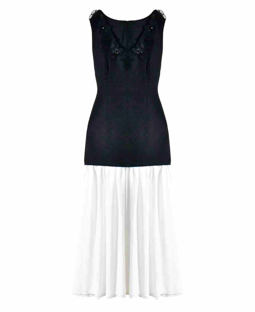 DF奢品仓法式纯色拼接连衣裙冷淡风吊带裙设计师刺绣新中式#6218