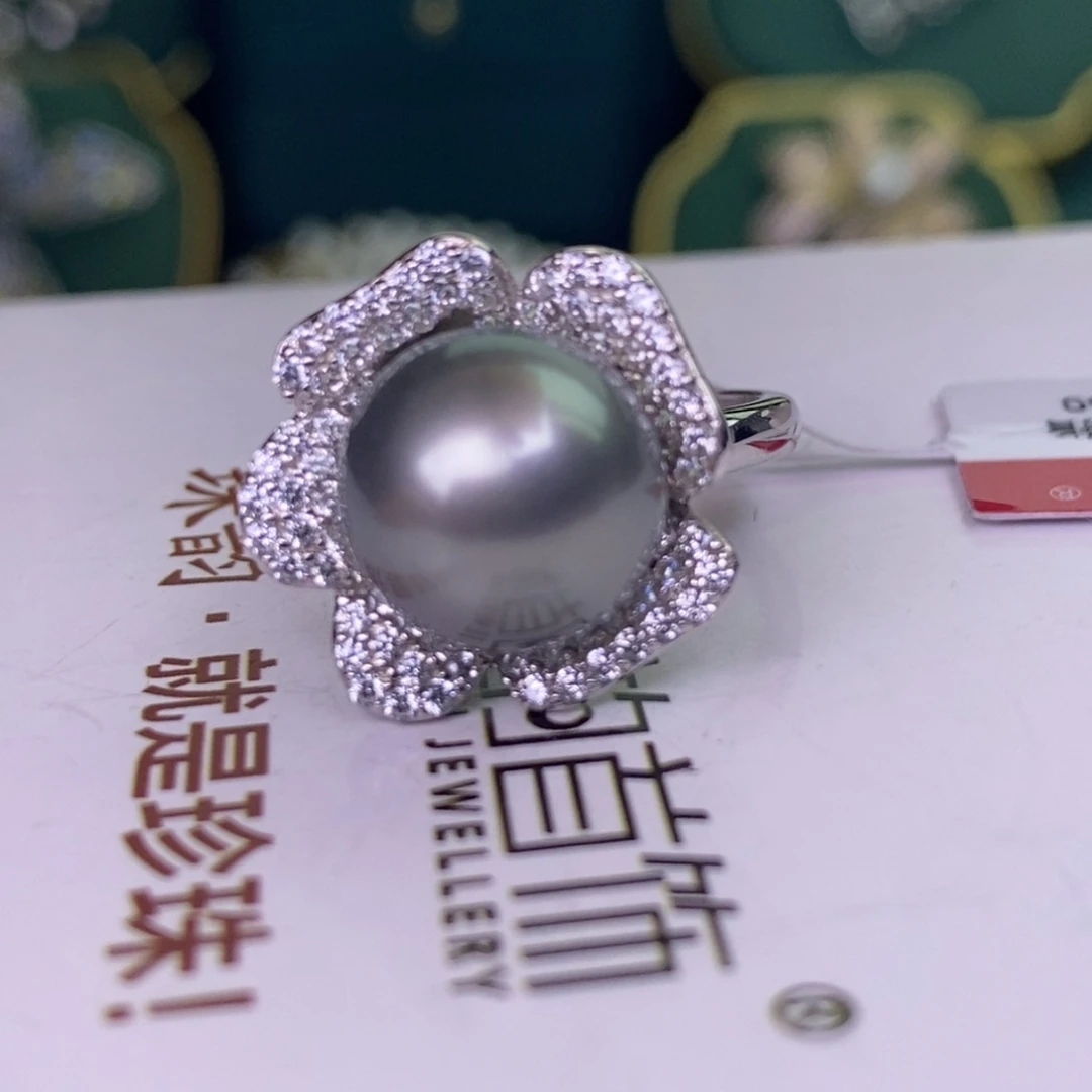 银S925镶嵌戒指海水珍珠