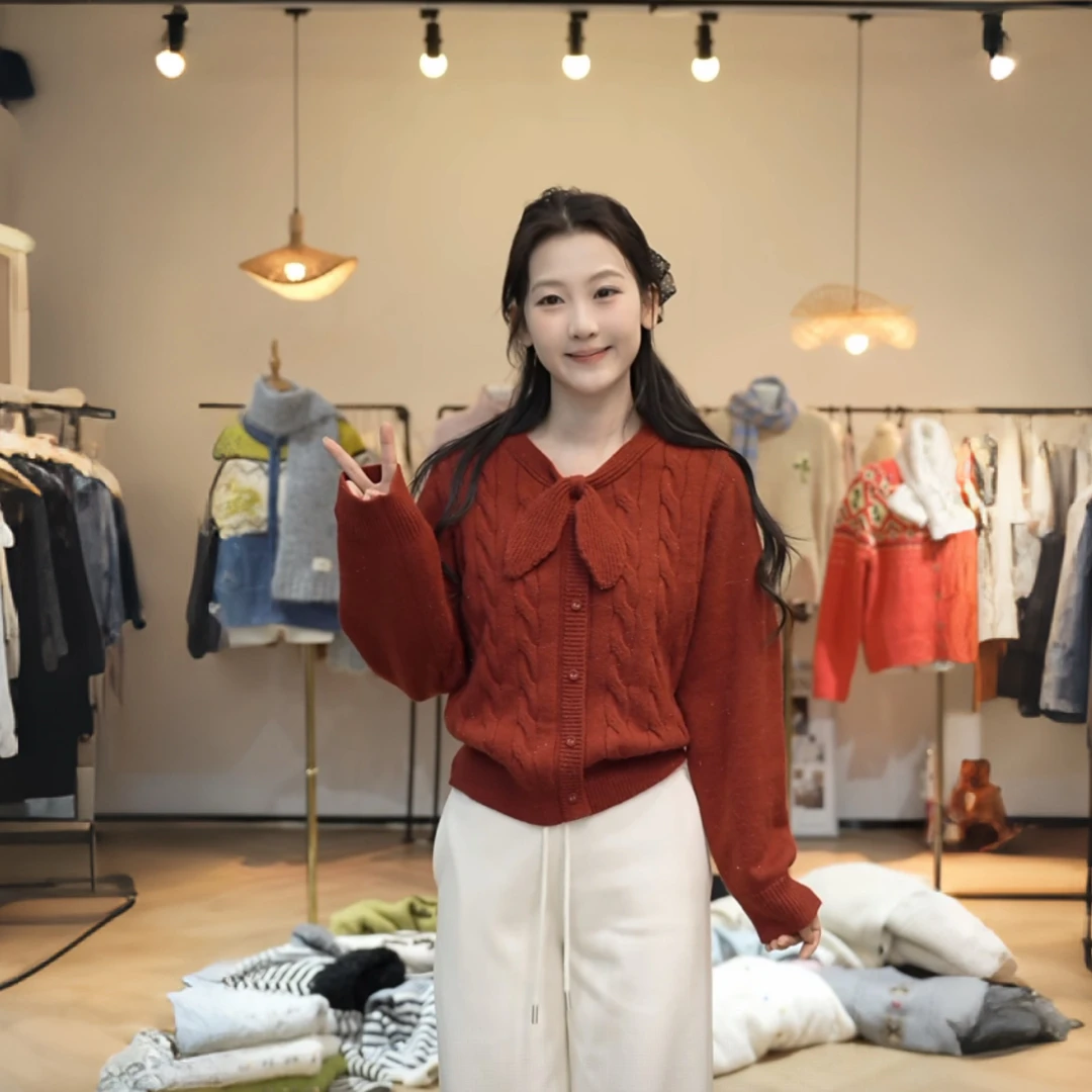 闵笑一【圣诞晨曦】新款温柔显瘦气质设计感休闲针织毛衣上衣