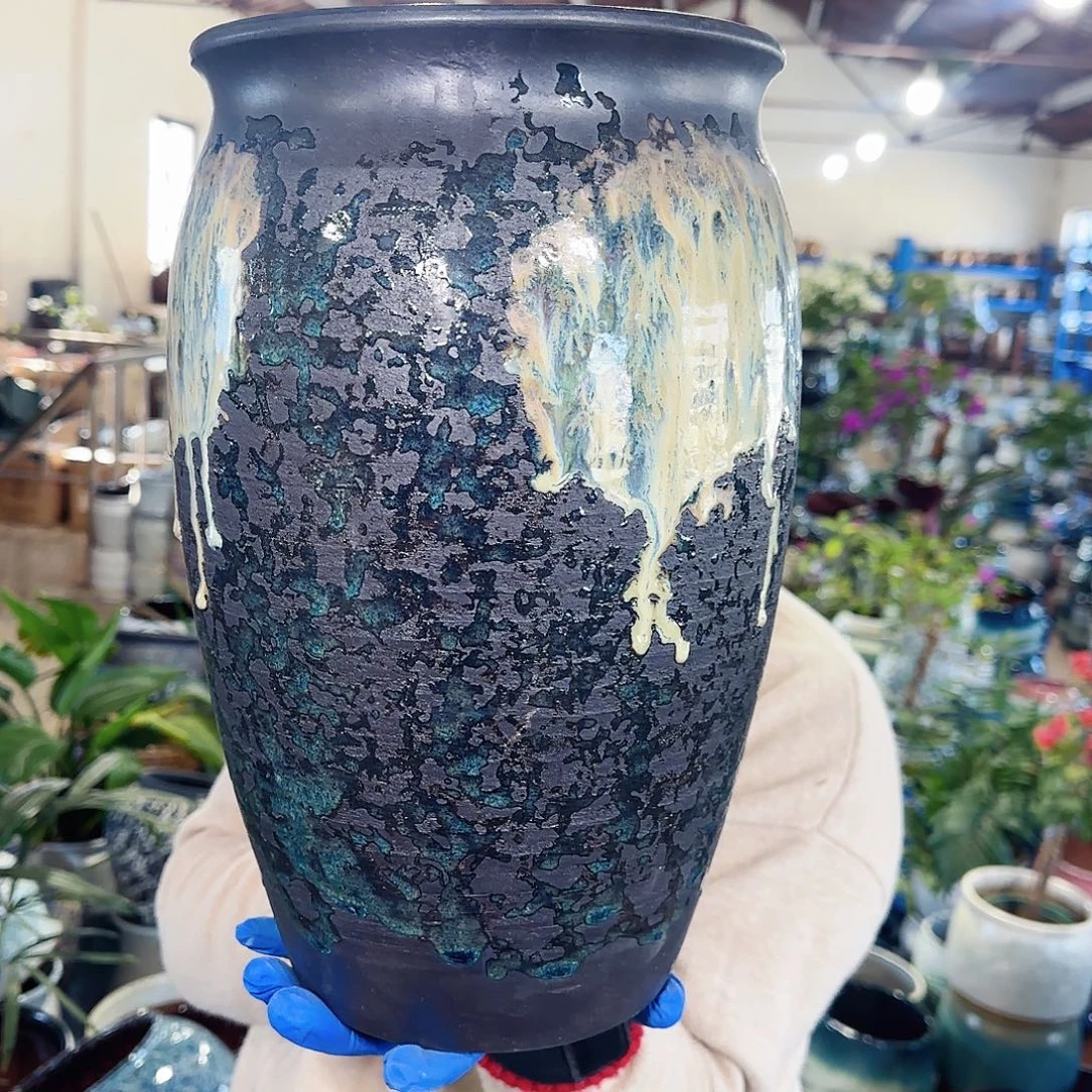 紫砂花盆高34口20