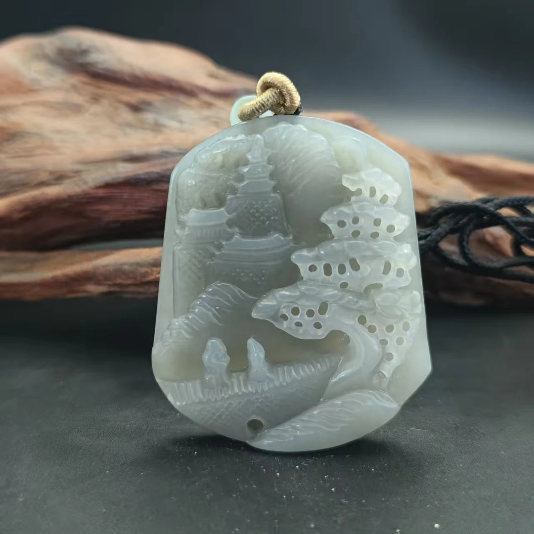 Q和田玉山水吊坠0084