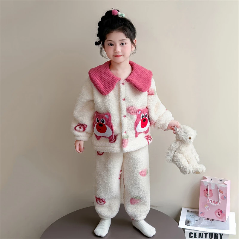 女童睡衣珊瑚绒秋冬季加厚2025新款女孩宝宝法兰绒儿童家居服套装