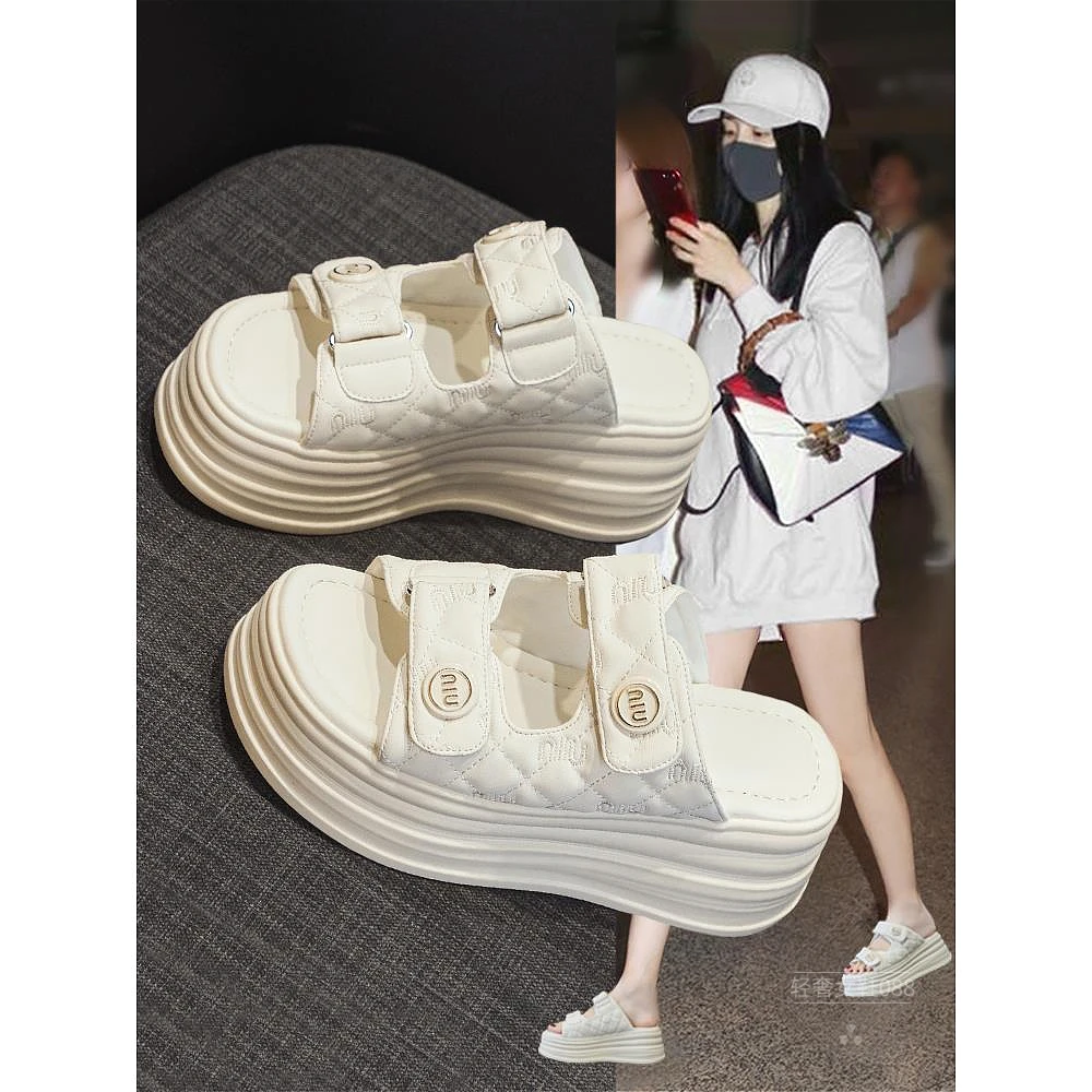 网红厚底凉拖鞋女夏外穿时尚超火2025新款高跟百搭沙滩运动凉鞋