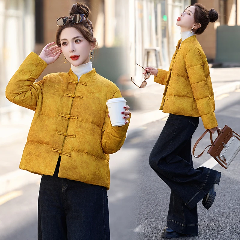 2025冬季新款新中式国风羽绒服女白鸭绒加厚保暖小个子宽松短外套