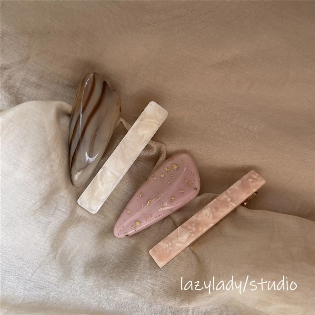 韩国ins气质琥珀粉色鸭嘴夹刘海夹碎发夹发卡边夹高级感发饰头饰