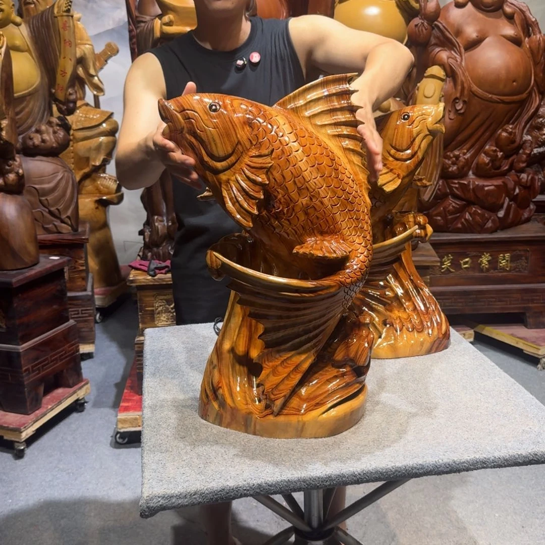 微***生香樟木香樟木鱼摆件一条