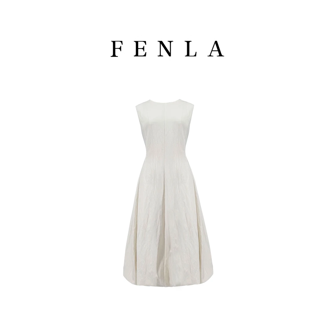 【惠姐私服】｛恬静时光｝法式纯色简约宽松收腰显瘦短袖长裙 83507