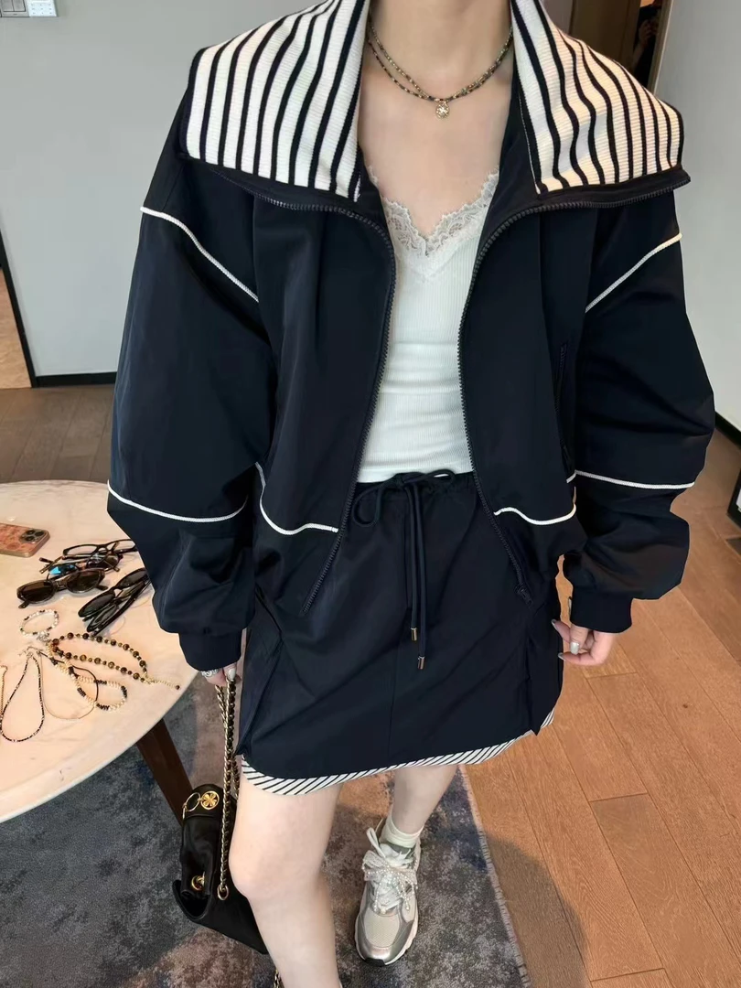 深圳出品TTONE时尚休闲夹克外套高腰短裙春季新款女装