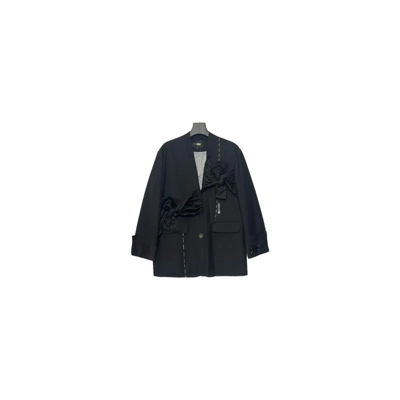南油小众设计师新品蝴蝶结虚线西服外套