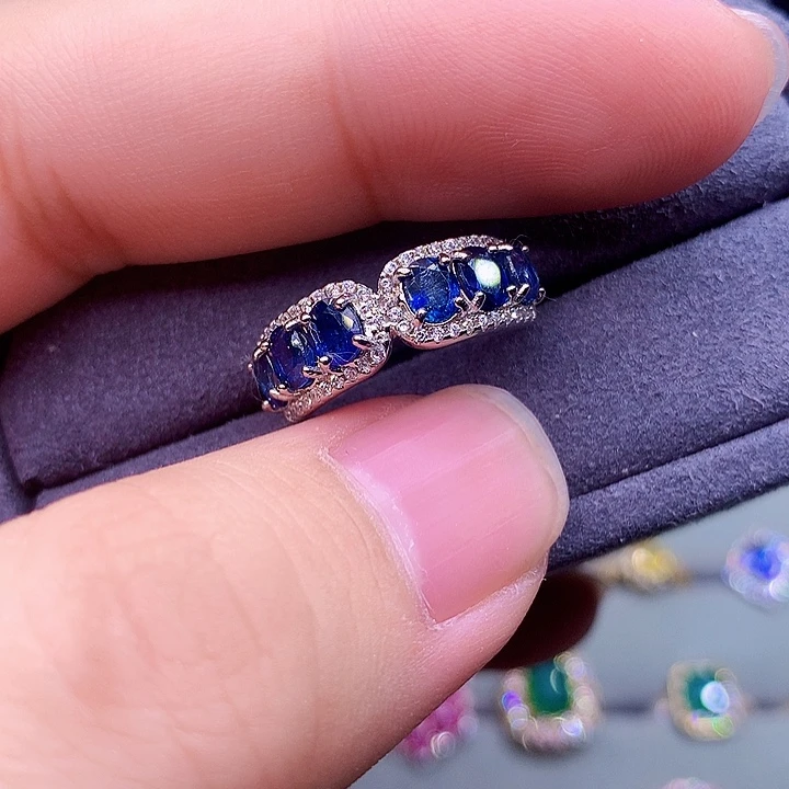 戒指银S925镶嵌蓝宝石