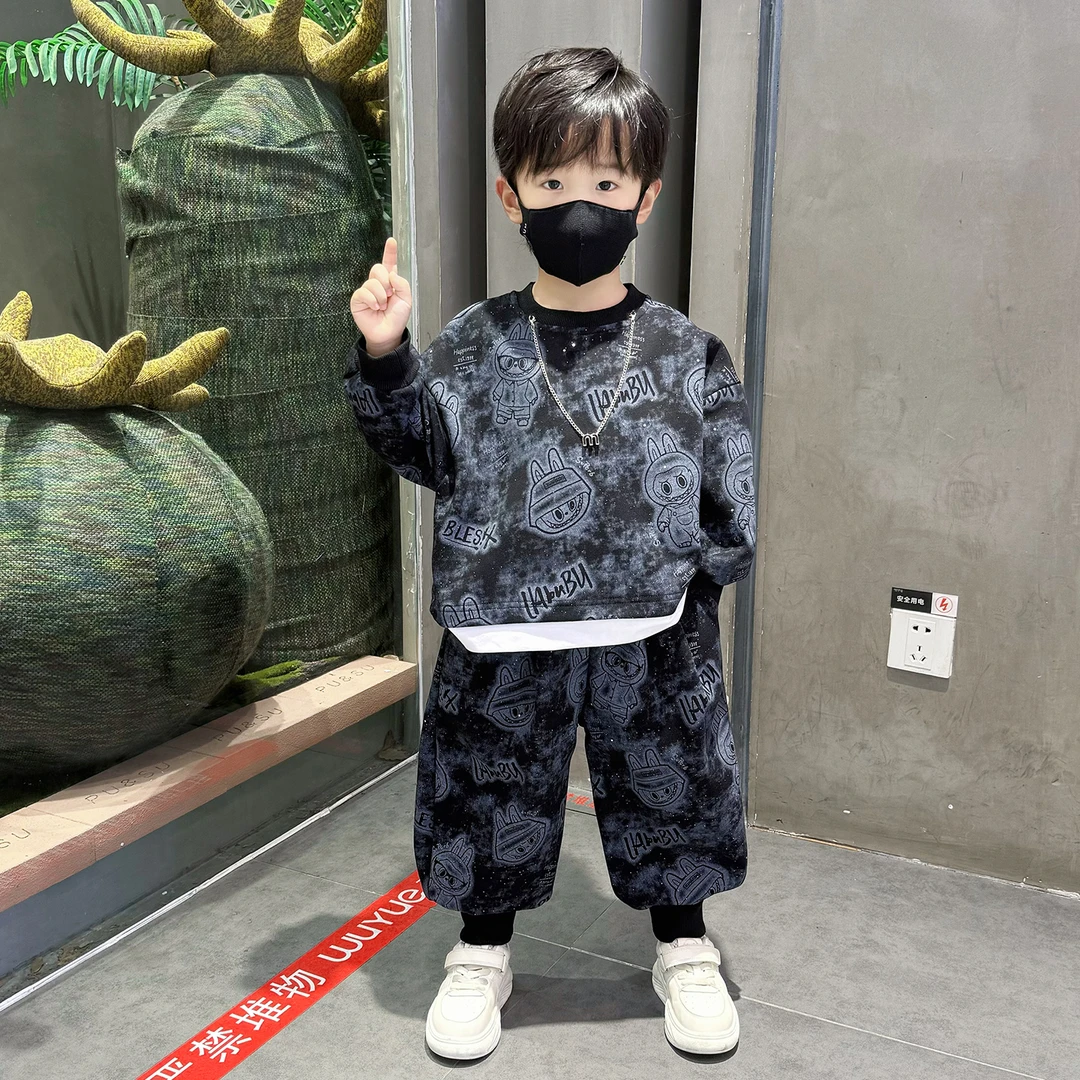 男童秋装套装2025新款潮酷儿童衣服男孩时尚卫衣宝宝春秋季两件套