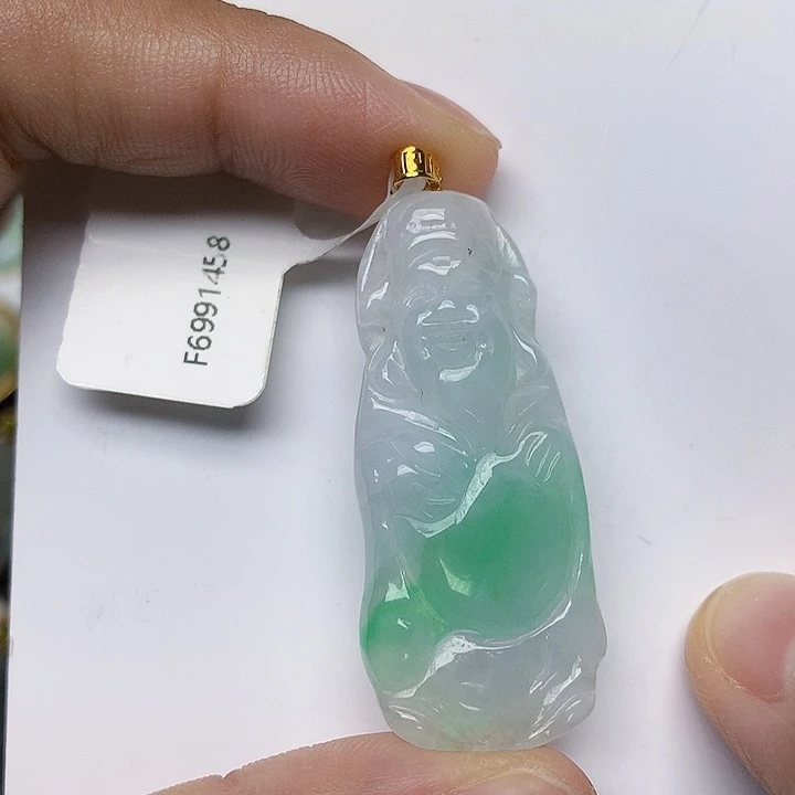 颈饰18K金镶嵌翡翠天然翡翠