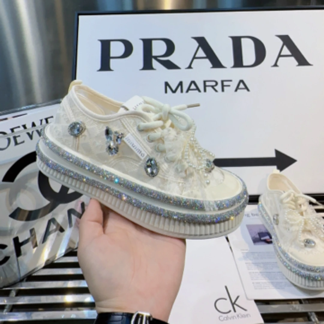 A.M艾墨儿女款夏季M透气网DIY夏季水钻平底时装休闲鞋