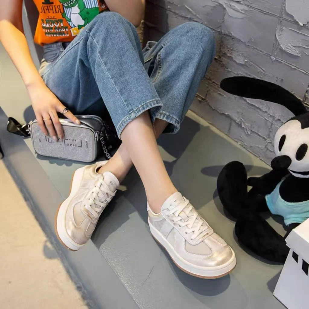 C4736 金色  夏季时尚系带厚底休闲运动鞋  板鞋