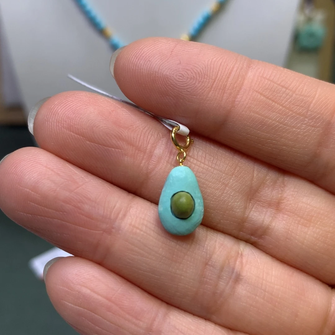 绿松石挂件18K金镶嵌