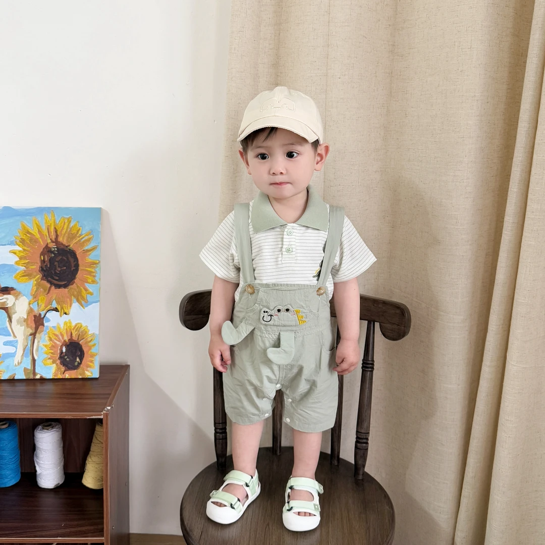 5/1【恐龙乐园】婴儿连体衣夏季韩版薄款背带0-2岁宝宝超萌两件套