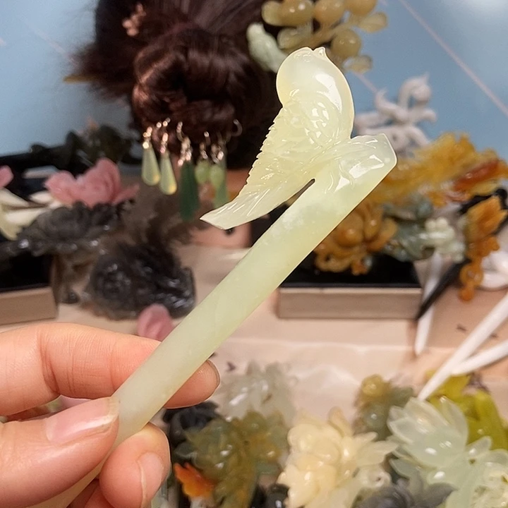 岫玉未镶嵌发簪发簪