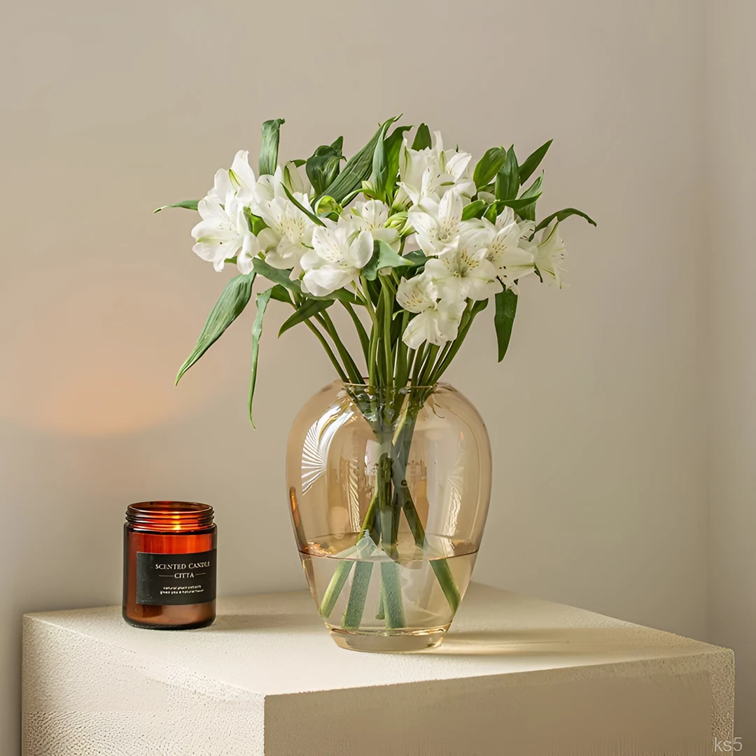 碧琢花瓶北欧客厅插花摆件轻奢高级感餐桌透明简约玻璃花瓶水培瓶