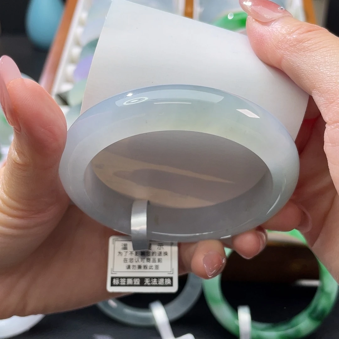 翡翠未镶嵌手镯56.5冰胶蓝