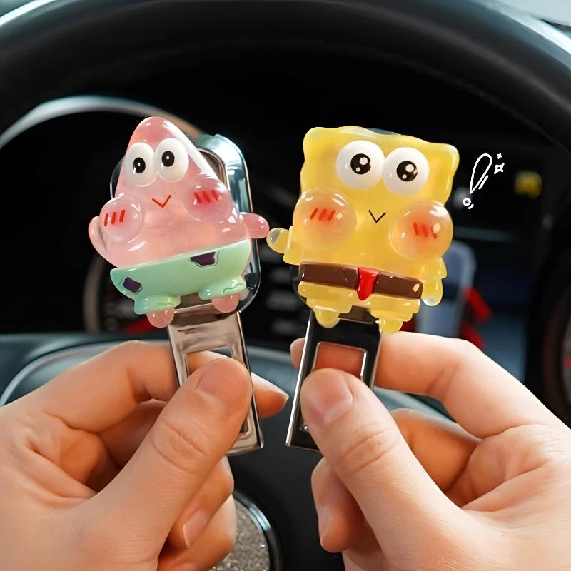 海绵宝宝汽车安全插带卡口可爱卡通后排延长固定器汽车装饰用品女