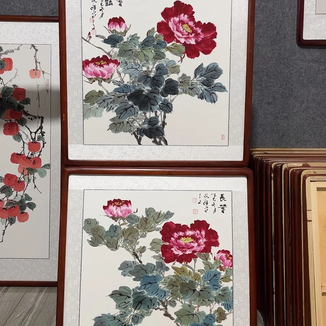 国画书画作品带框63×63