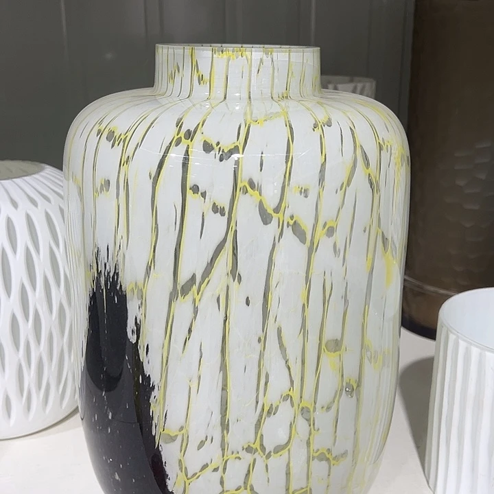 姜***9手工艺品琉璃米色花瓶花器高36口6