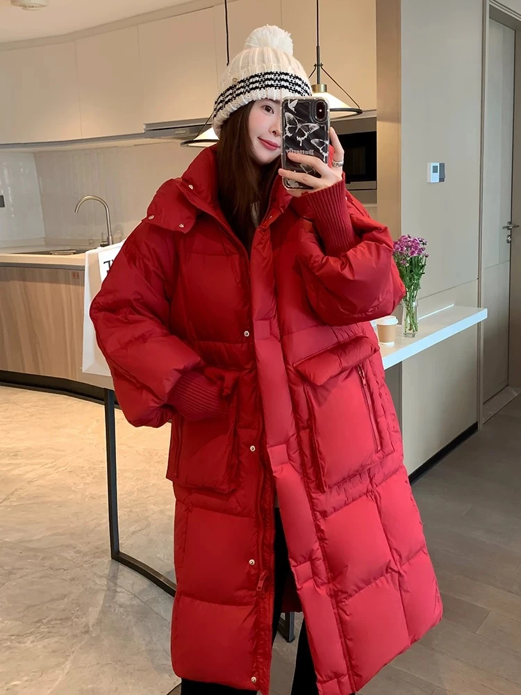 加厚羽绒服长款2024新款大被子宽松连帽泡芙鸭绒冬季保暖过膝