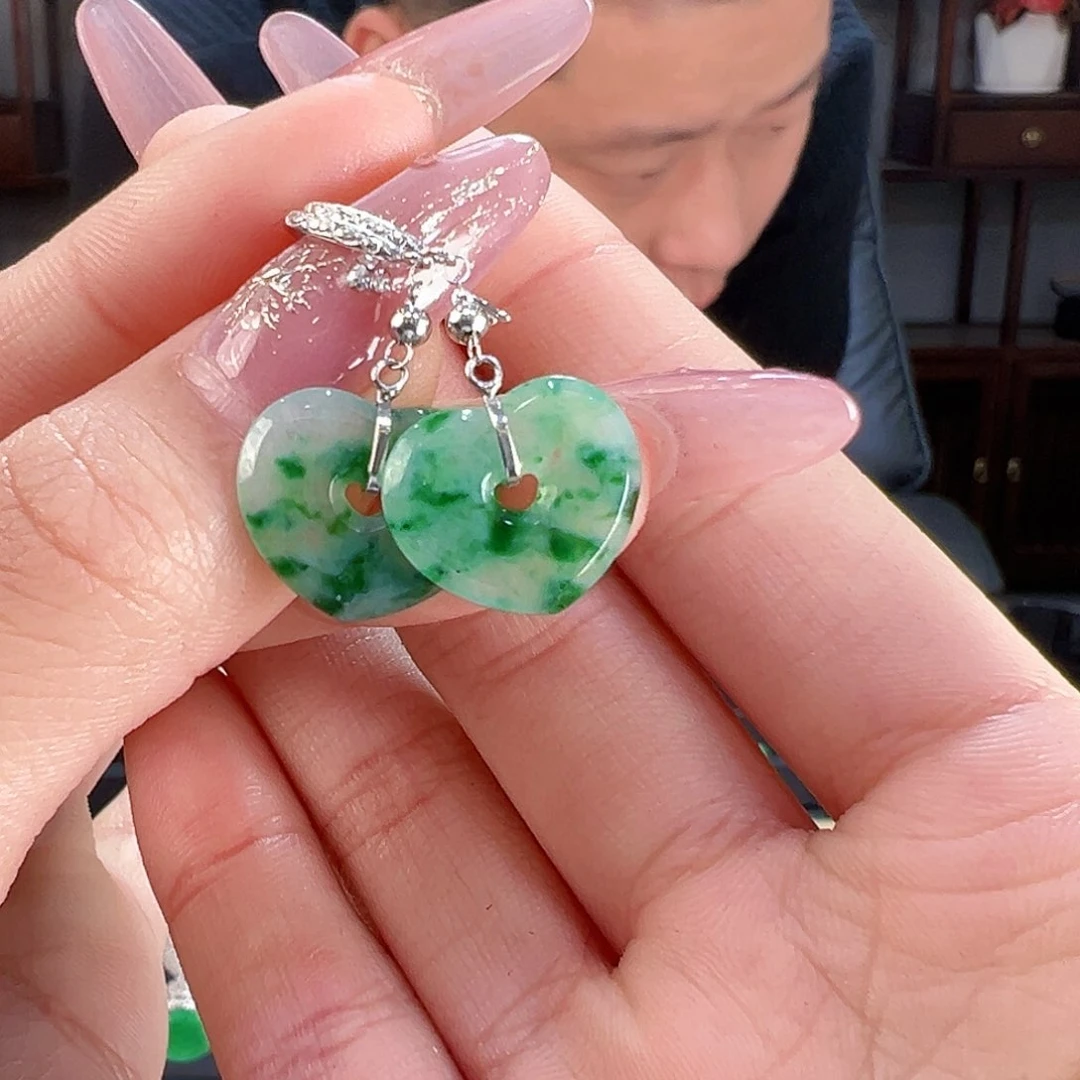 翡翠耳饰18K金镶嵌耳环33
